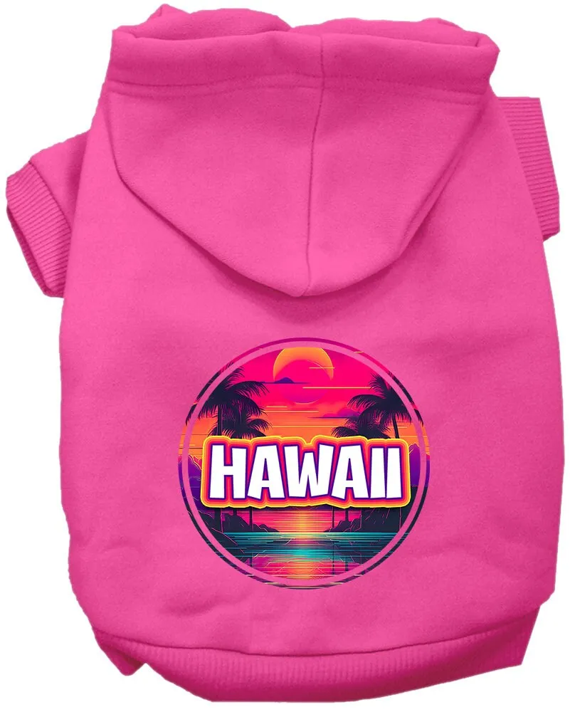 Pet Dog & Cat Screen Printed Hoodie for Medium to Large Pets (Sizes 2XL-6XL), "Hawaii Neon Beach Sunset"