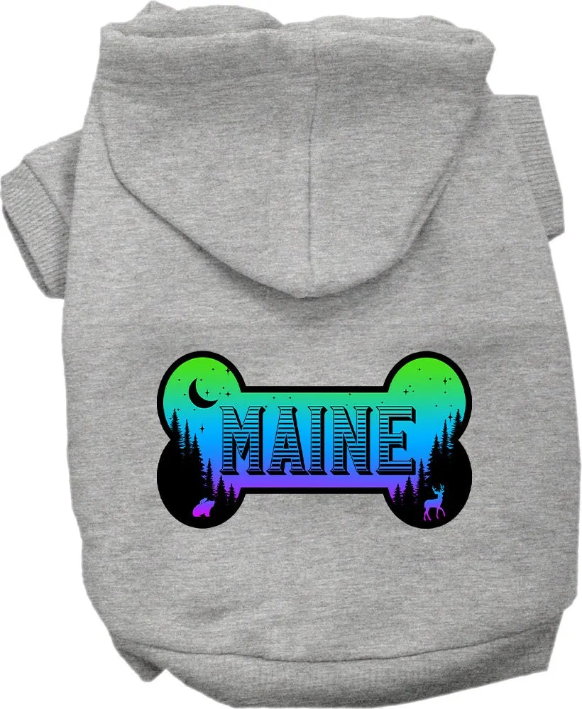 Pet Dog & Cat Screen Printed Hoodie for Medium to Large Pets (Sizes 2XL-6XL), "Maine Mountain Shades"