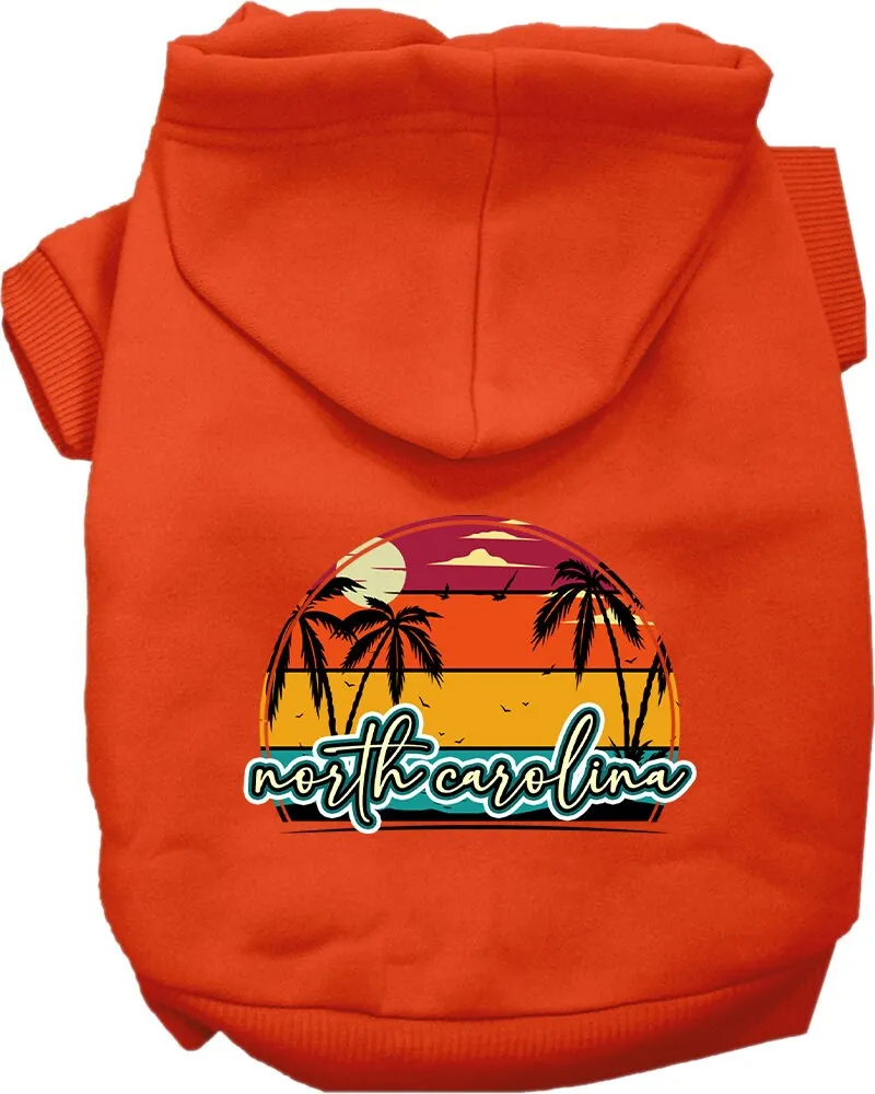 Pet Dog & Cat Screen Printed Hoodie for Medium to Large Pets (Sizes 2XL-6XL), "North Carolina Retro Beach Sunset"