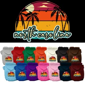 Pet Dog & Cat Screen Printed Hoodie for Medium to Large Pets (Sizes 2XL-6XL), "North Carolina Retro Beach Sunset"