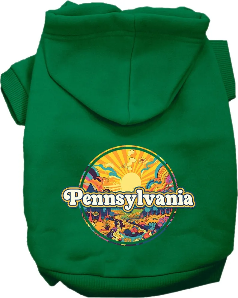 Pet Dog & Cat Screen Printed Hoodie for Medium to Large Pets (Sizes 2XL-6XL), "Pennsylvania Trippy Peaks"