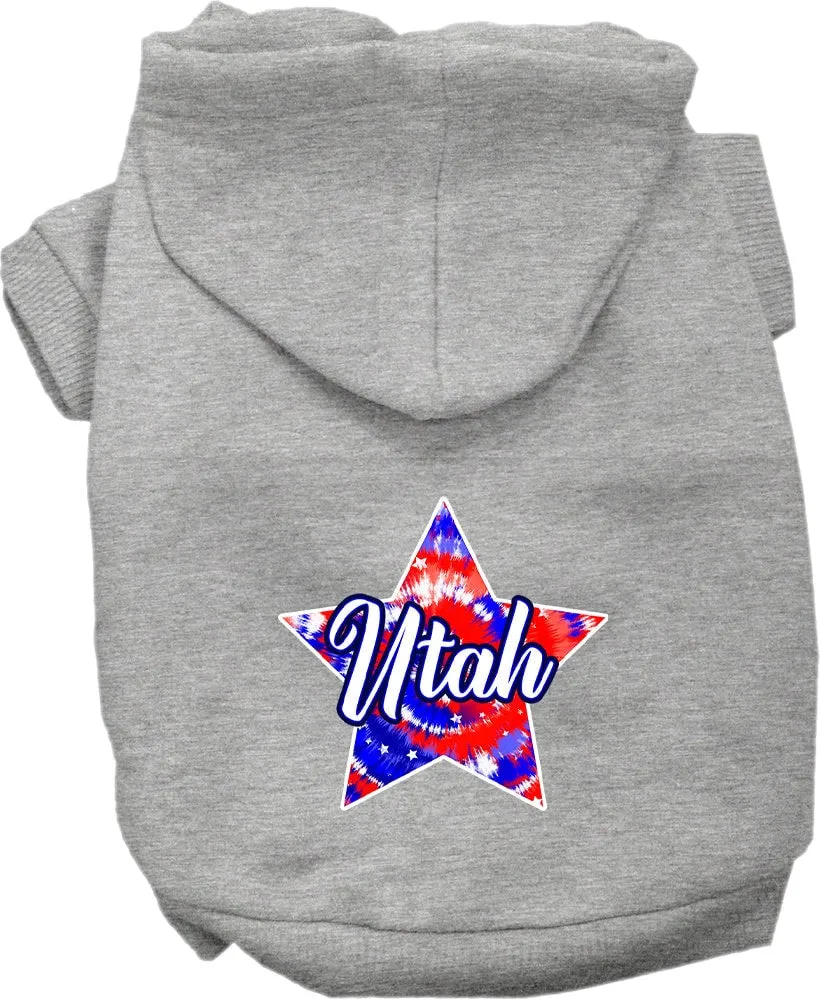 Pet Dog & Cat Screen Printed Hoodie for Medium to Large Pets (Sizes 2XL-6XL), "Utah Patriotic Tie Dye"