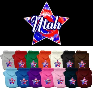 Pet Dog & Cat Screen Printed Hoodie for Medium to Large Pets (Sizes 2XL-6XL), "Utah Patriotic Tie Dye"