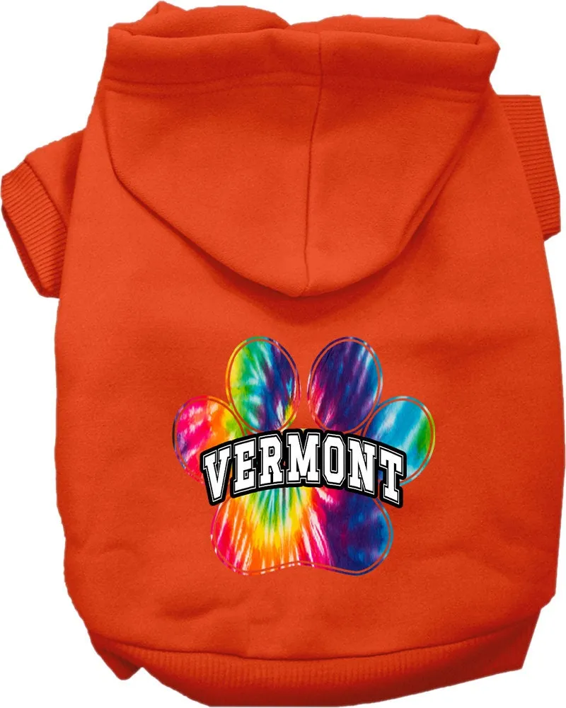 Pet Dog & Cat Screen Printed Hoodie for Medium to Large Pets (Sizes 2XL-6XL), "Vermont Bright Tie Dye"