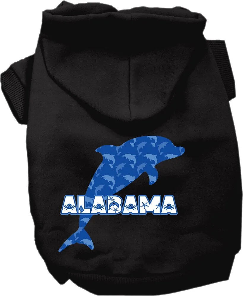 Pet Dog & Cat Screen Printed Hoodie for Small to Medium Pets (Sizes XS-XL), "Alabama Blue Dolphins"