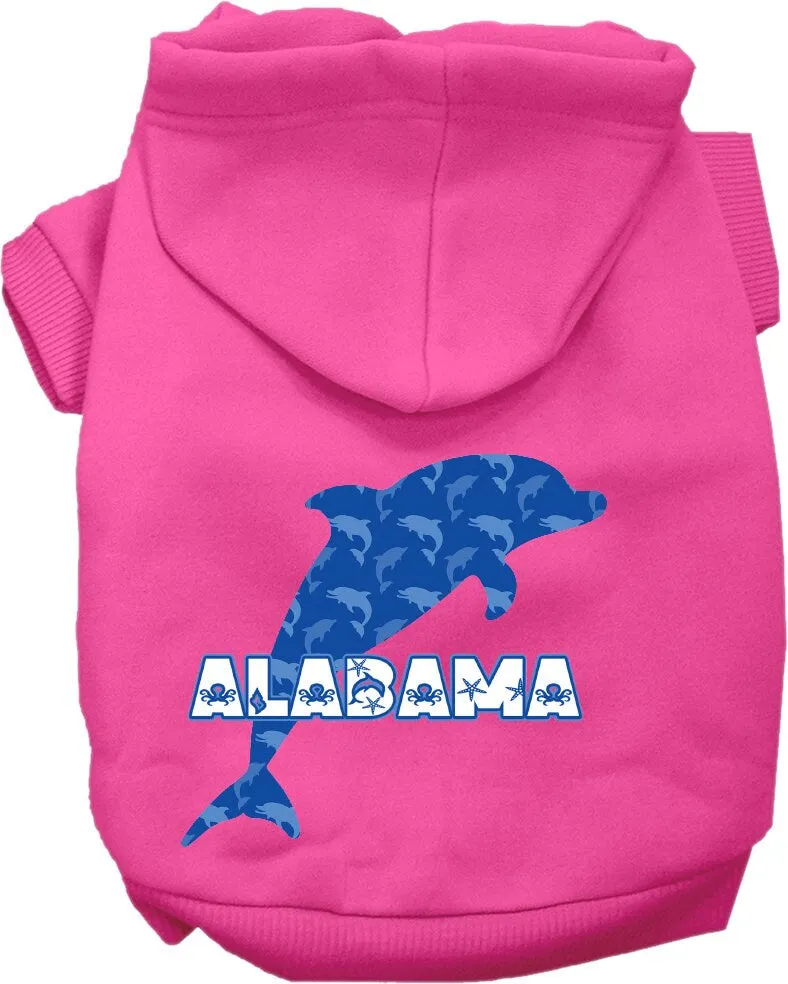 Pet Dog & Cat Screen Printed Hoodie for Small to Medium Pets (Sizes XS-XL), "Alabama Blue Dolphins"