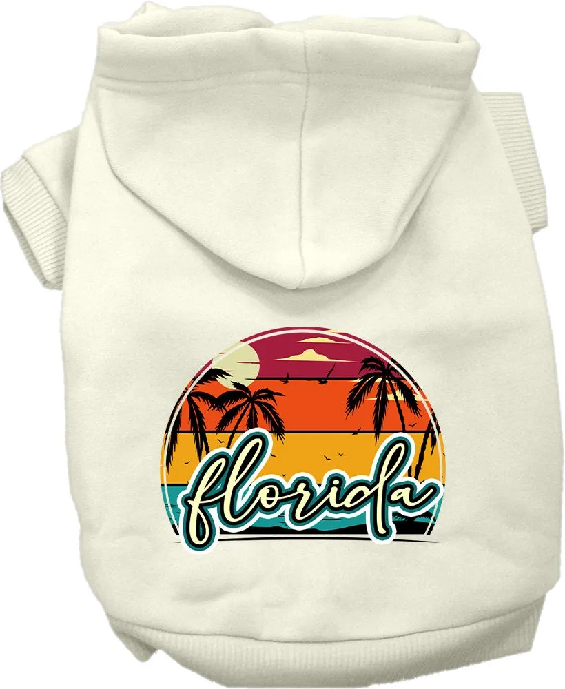 Pet Dog & Cat Screen Printed Hoodie for Small to Medium Pets (Sizes XS-XL), "Florida Retro Beach Sunset"