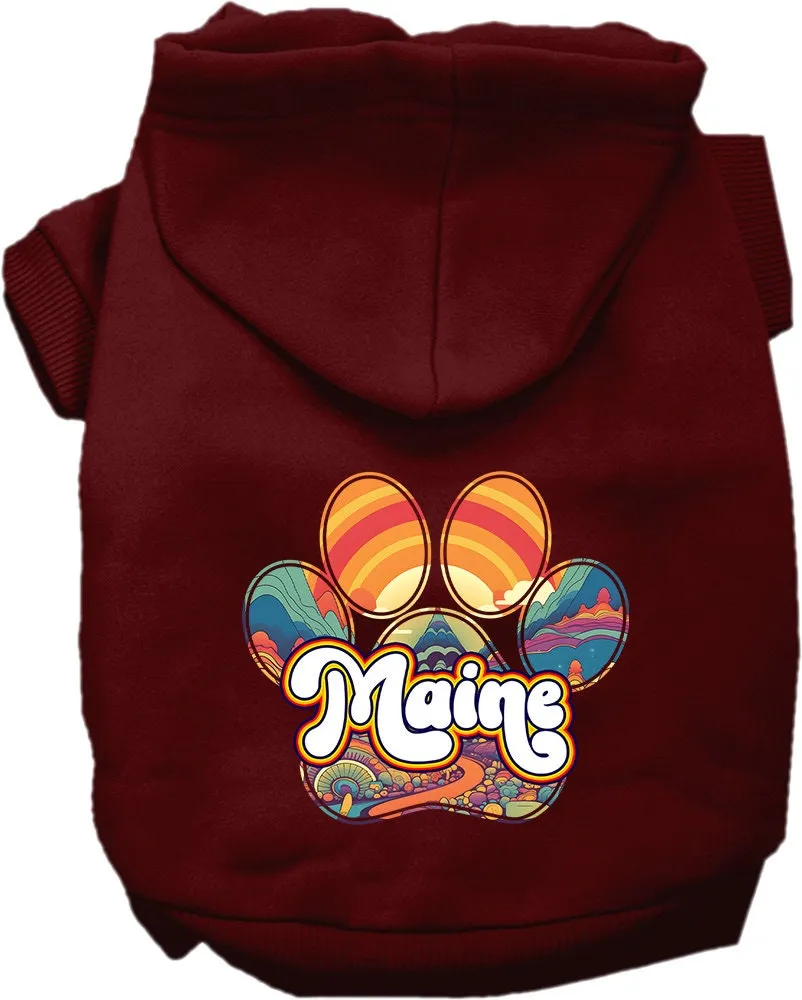 Pet Dog & Cat Screen Printed Hoodie for Small to Medium Pets (Sizes XS-XL), "Maine Groovy Summit"