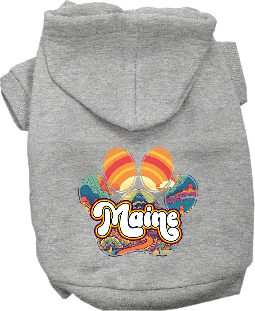 Pet Dog & Cat Screen Printed Hoodie for Small to Medium Pets (Sizes XS-XL), "Maine Groovy Summit"