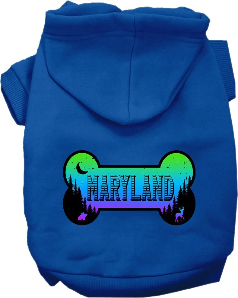 Pet Dog & Cat Screen Printed Hoodie for Small to Medium Pets (Sizes XS-XL), "Maryland Mountain Shades"