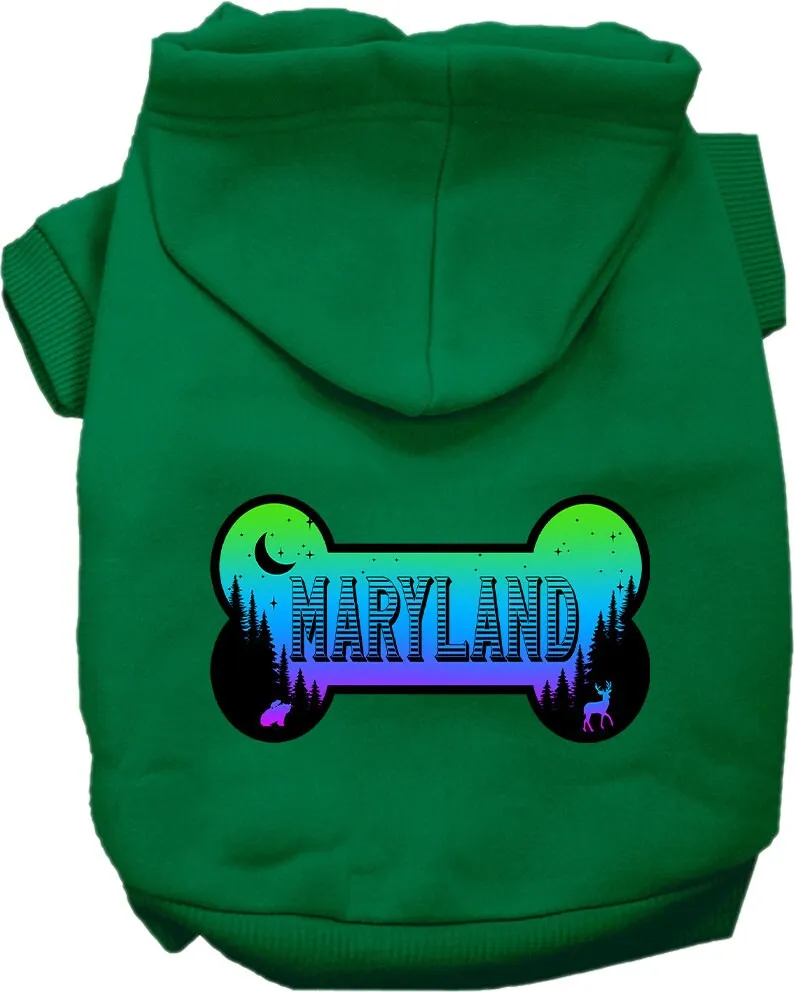 Pet Dog & Cat Screen Printed Hoodie for Small to Medium Pets (Sizes XS-XL), "Maryland Mountain Shades"