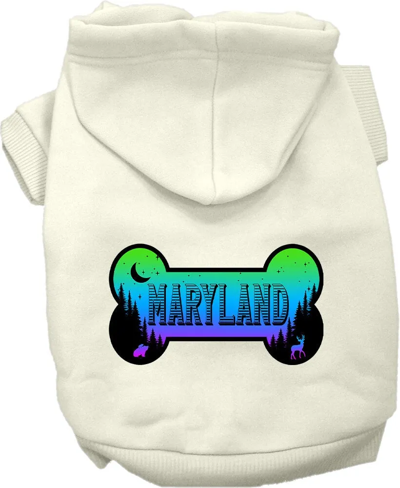 Pet Dog & Cat Screen Printed Hoodie for Small to Medium Pets (Sizes XS-XL), "Maryland Mountain Shades"