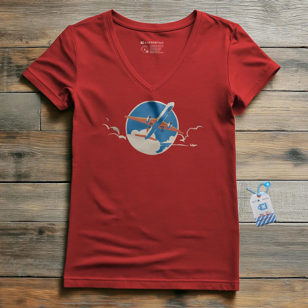 Plane Retro Sky - Women's V-Neck T-Shirt