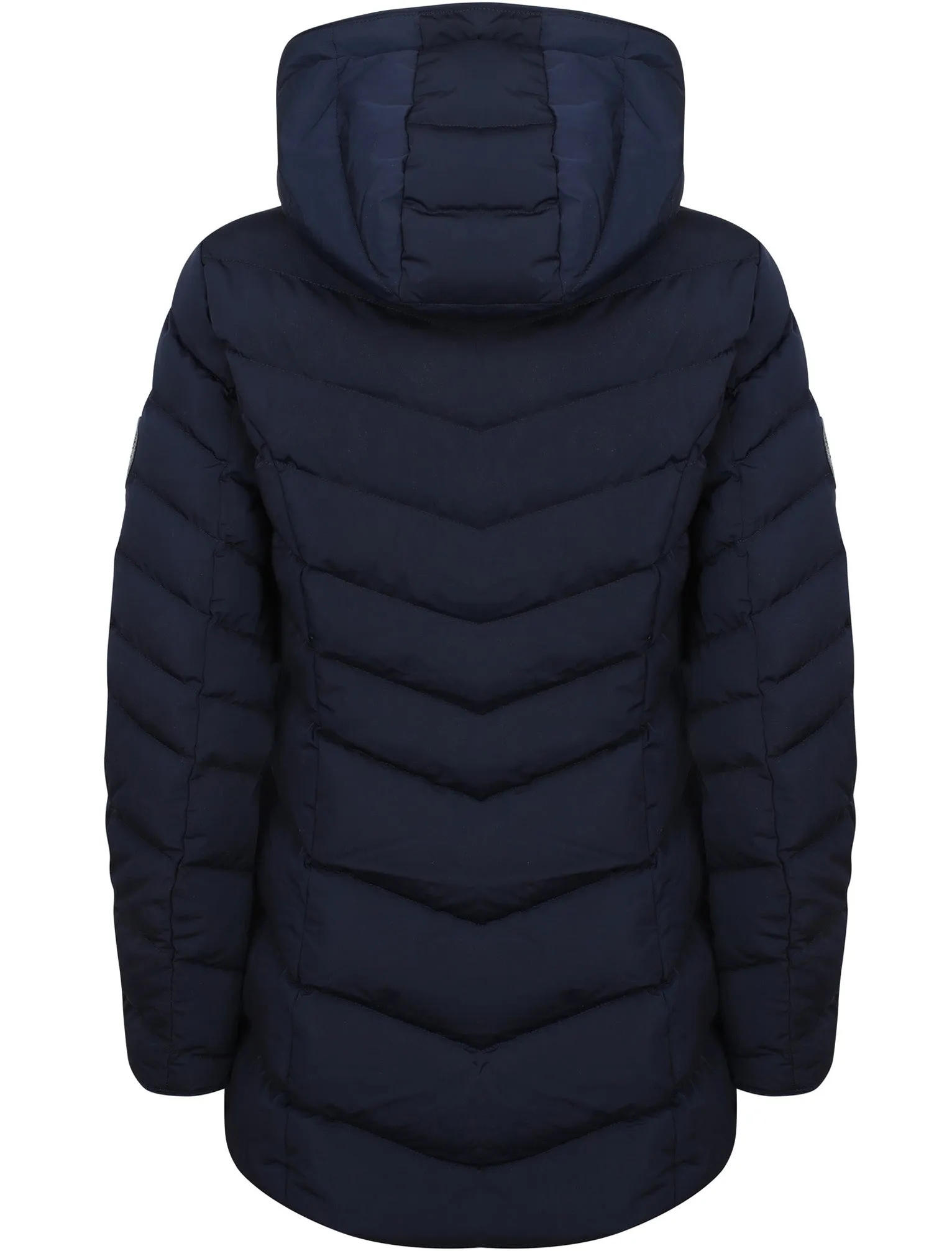 Safflower Longline Quilted Puffer Coat In Peacoat Blue - Tokyo Laundry