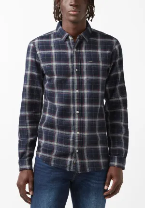 Sago Men’s Long-Sleeve Shirt in Midnight Blue Plaid - BM24029