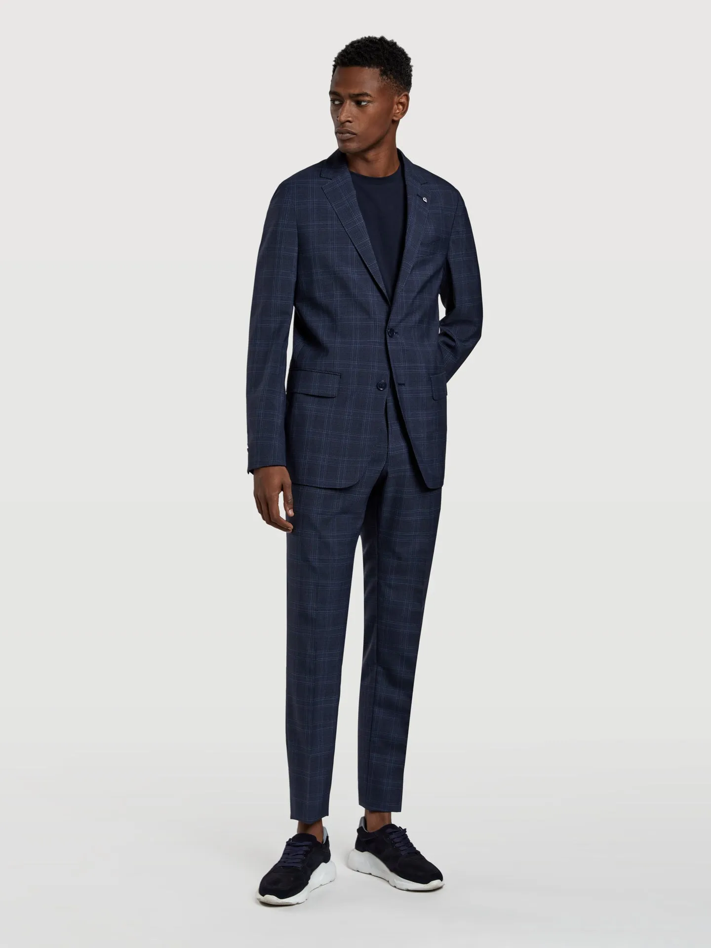 Slim fit k-easy windowpane check performance suit