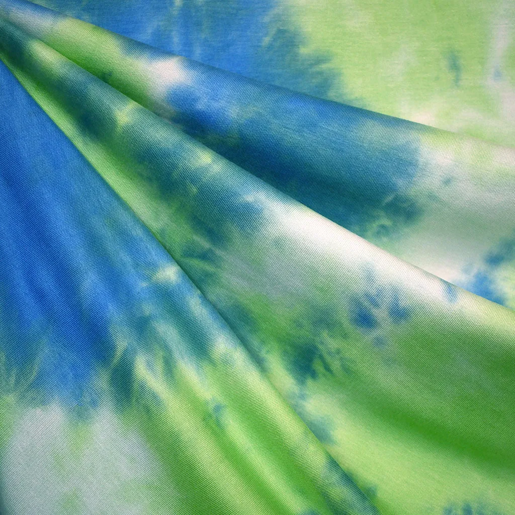 Soft Marble Dyed Jersey French Terry Blue/Lime SY