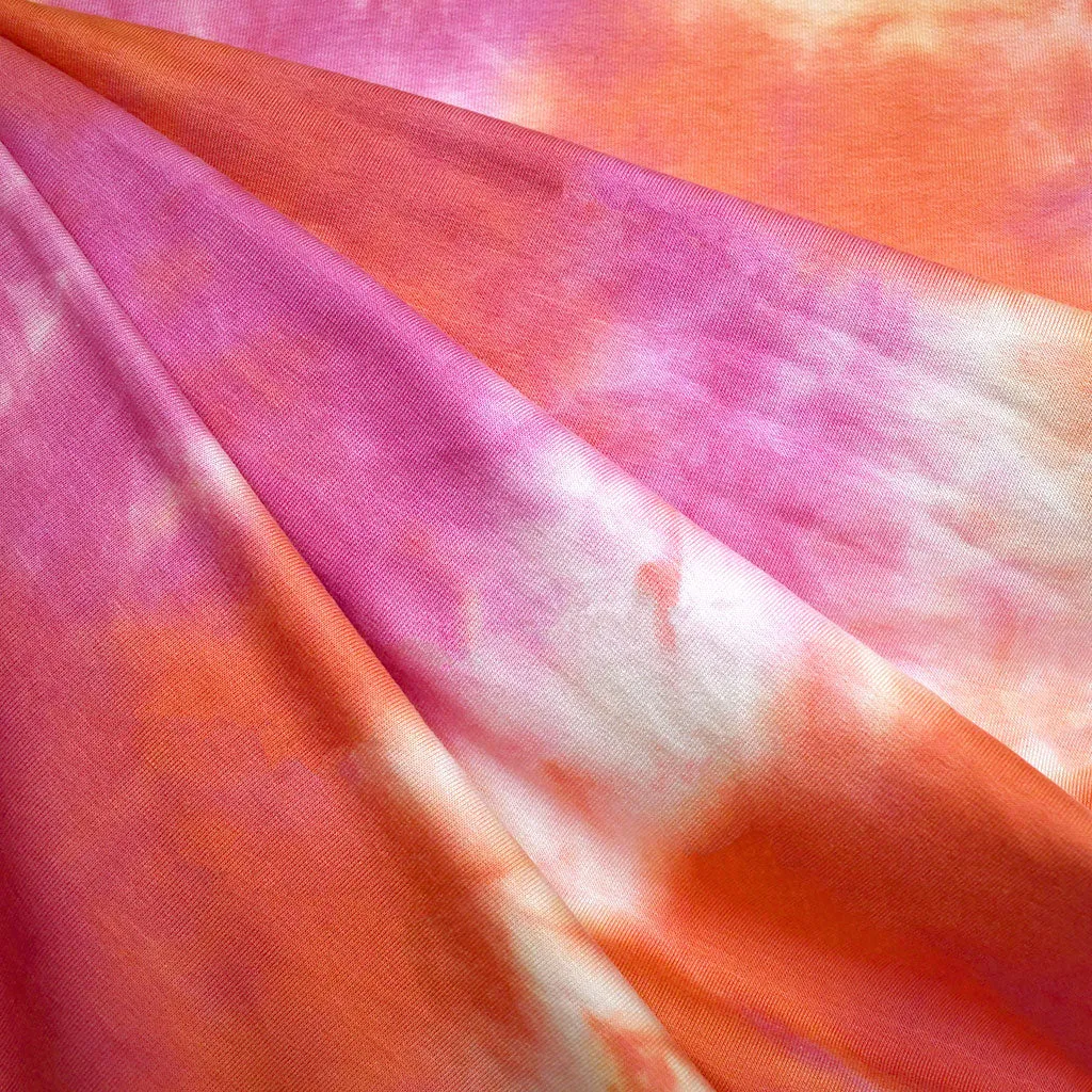 Soft Marble Dyed Jersey French Terry Magenta/Persimmon SY