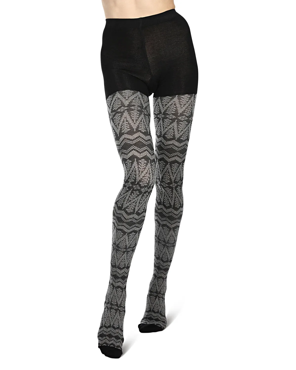 Tree Zag Geometric Sweater Tights