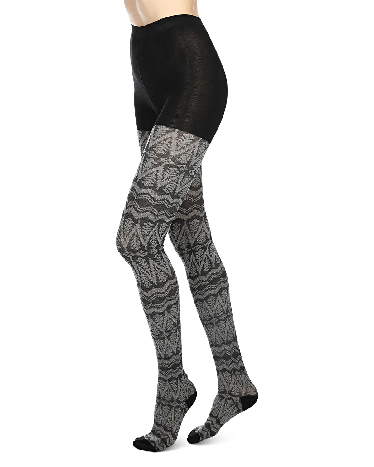 Tree Zag Geometric Sweater Tights