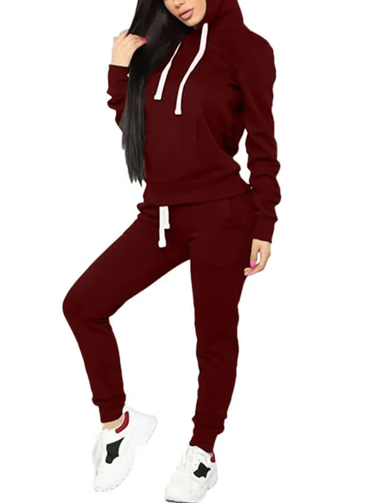 Two Piece Long Sleeve Hooded Sweatshirt Sweatpants