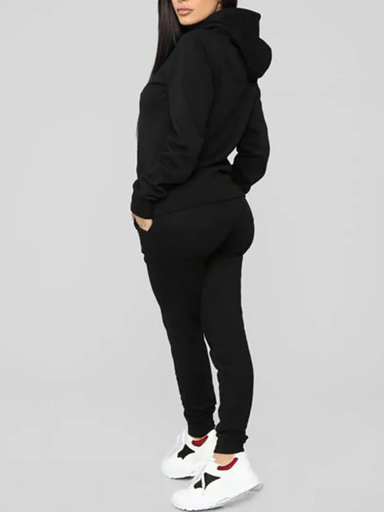 Two Piece Long Sleeve Hooded Sweatshirt Sweatpants