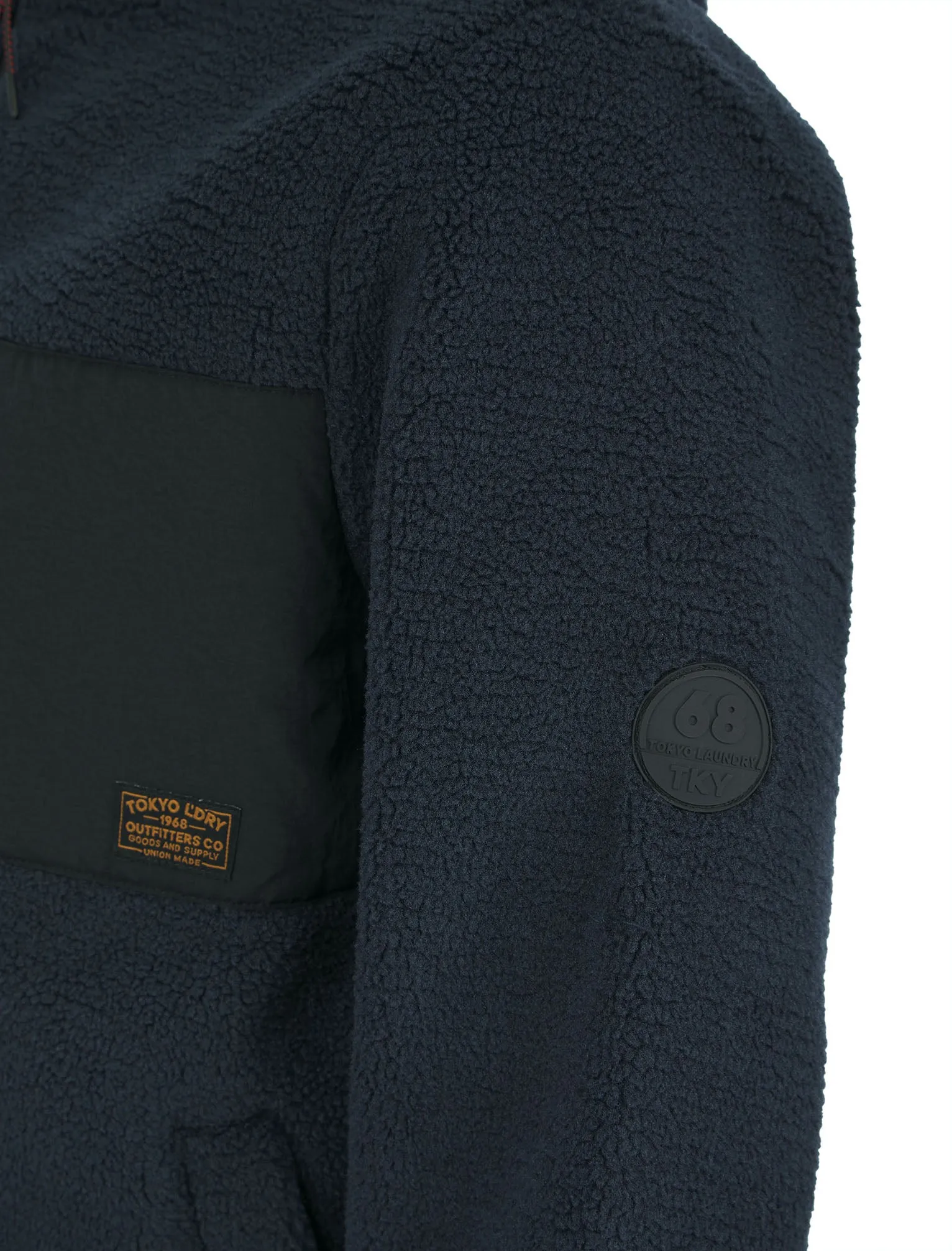 Wafai Hooded Teddy Borg Fleece Jacket Top in Sky Captain Navy - Tokyo Laundry