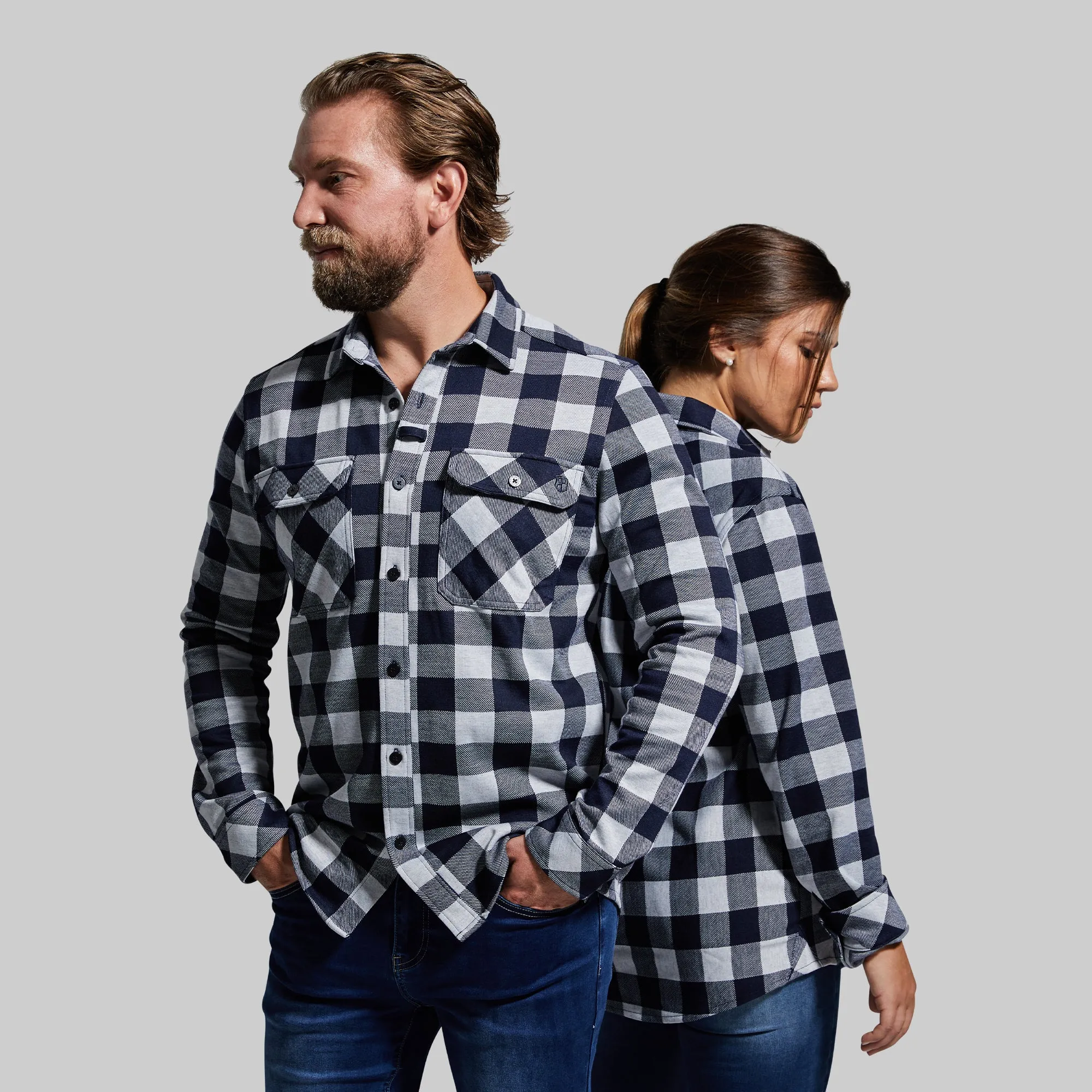 Woodsman Stretchy Flannel (Navy/White)