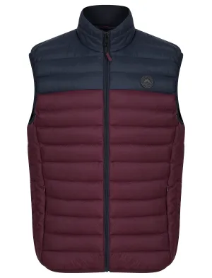 Yestin Colour Block Quilted Puffer Gilet with Fleece Lined Collar in Tawny Port - Tokyo Laundry