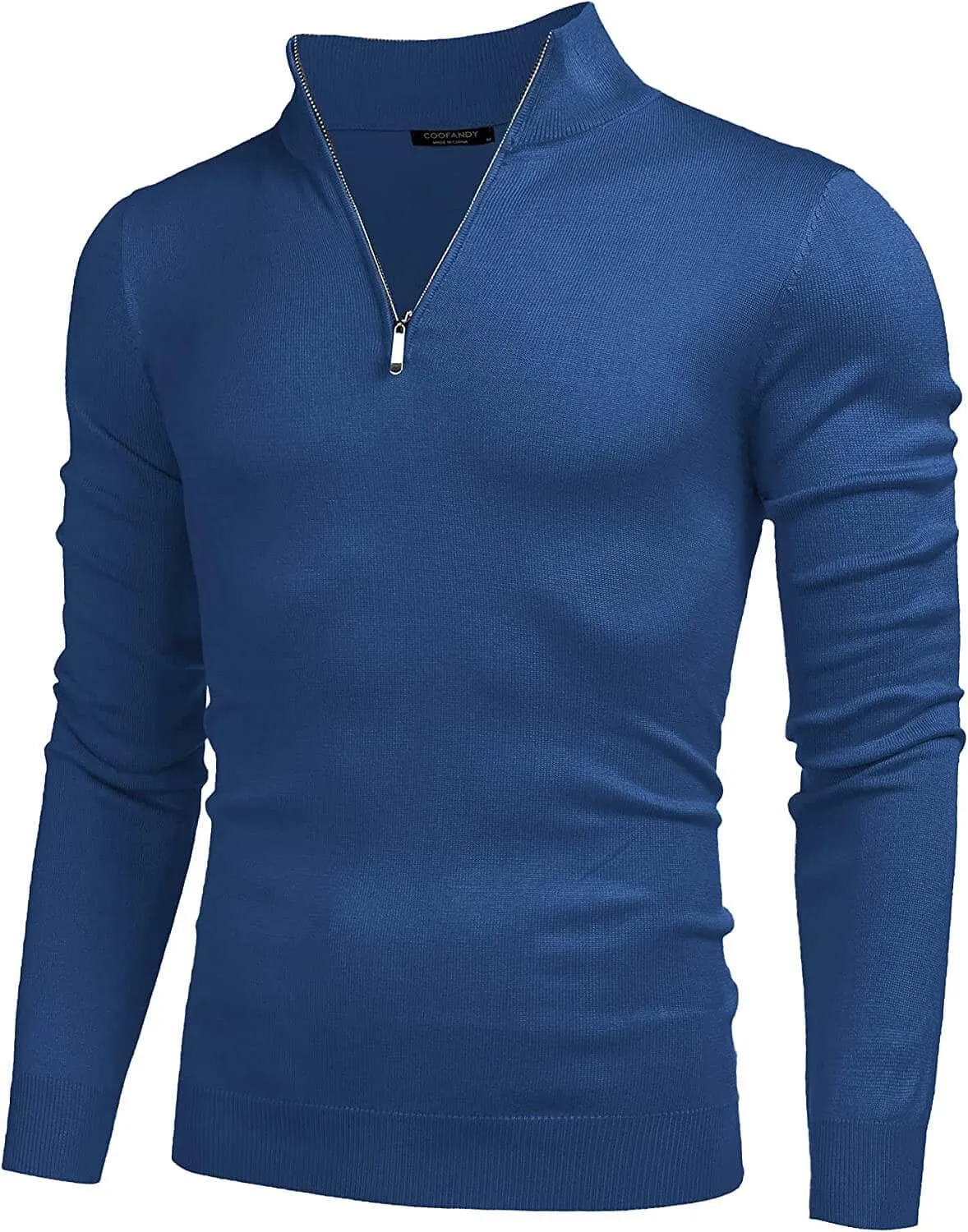 Zip Up Slim Fit Lightweight Pullover Polo Sweater (US Only)